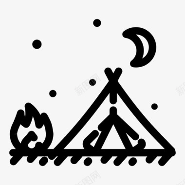帐篷篝火营地图标图标