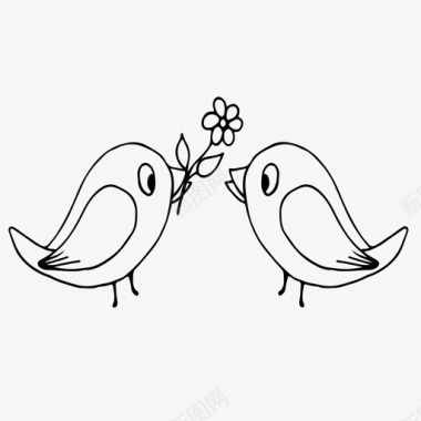 爱鸟庆祝相爱的情侣图标图标
