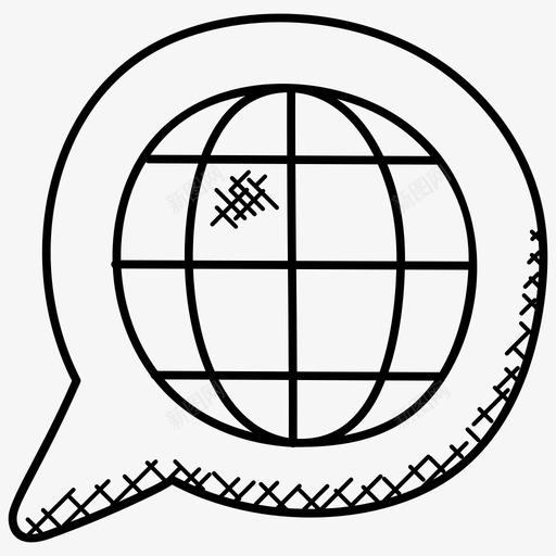 全球通讯社区网络多语言图标svg_新图网 https://ixintu.com 互联网涂鸦图标 全球通讯 多语言 社区网络