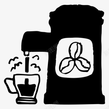 咖啡机杯子涂鸦图标图标