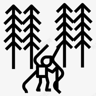徒步旅行露营森林图标图标