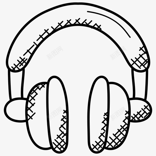 耳机听音乐办公室涂鸦图标svg_新图网 https://ixintu.com 办公室涂鸦图标 听音乐 耳机