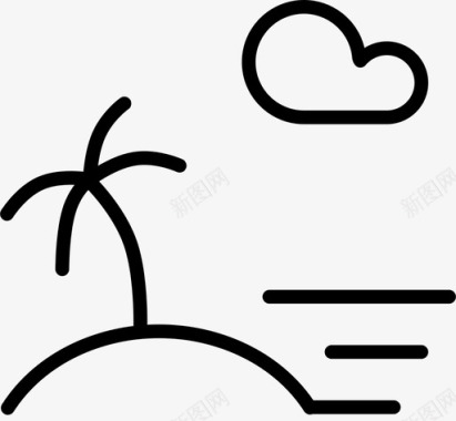 棕榈岛海滩云朵图标图标