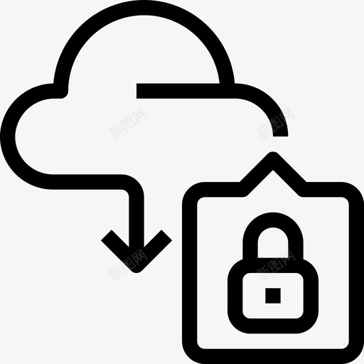云安全挂锁保护图标svg_新图网 https://ixintu.com 云安全 保护 安全 挂锁