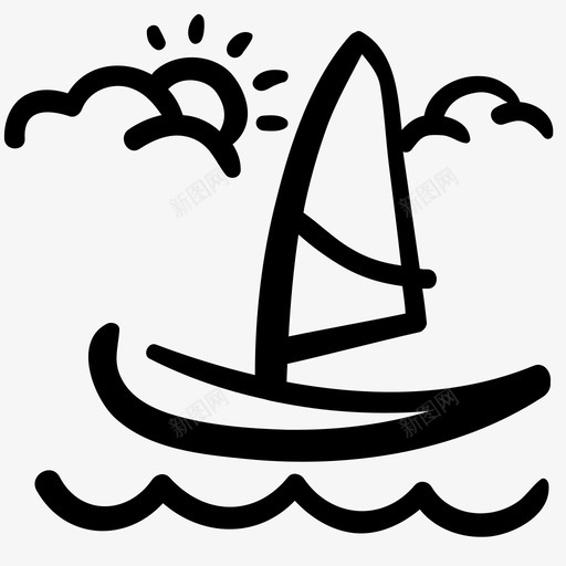 帆船海洋夏天图标svg_新图网 https://ixintu.com 夏天 帆船 旅游涂鸦轮廓 海洋
