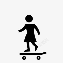 滑冰者滑板女孩移动性滑冰者图标高清图片