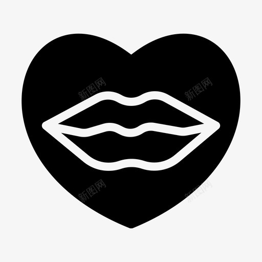 嘴唇心吻图标svg_新图网 https://ixintu.com 吻 嘴唇 心 爱 美丽和水疗