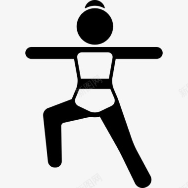 女人伸展手臂单膝折叠运动图标图标