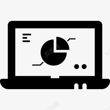 具有分析技术数据分析功能的笔记本电脑图标图标