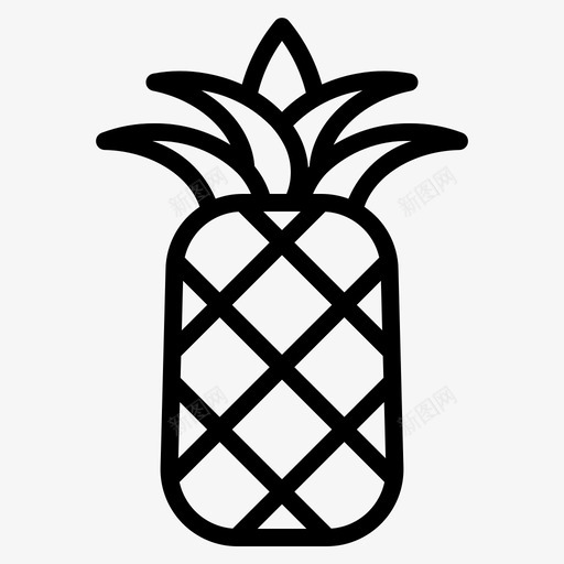 菠萝新鲜水果图标svg_新图网 https://ixintu.com 夏季轮廓 天然 新鲜 水果 菠萝