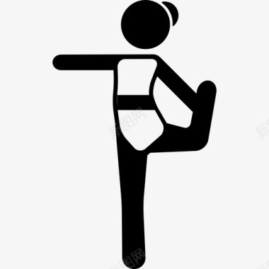 女孩伸展手臂弯曲腿运动瑜伽图标图标
