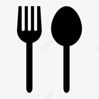 勺子和叉子烹饪厨房图标图标