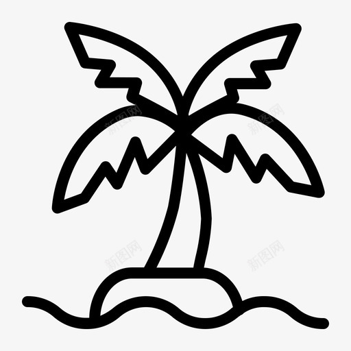 岛海滩椰子图标svg_新图网 https://ixintu.com 岛 棕榈树 椰子 海 海和海滩轮廓 海滩