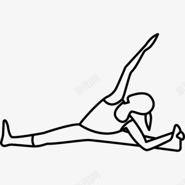 女人在地板上伸展运动瑜伽和普拉提图标图标