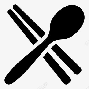 勺子和筷子亚洲餐厅晚餐图标图标
