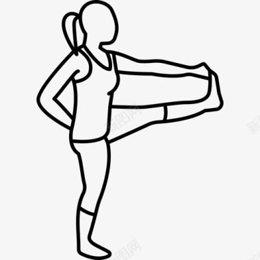 女人伸展左腿运动瑜伽和普拉提图标图标
