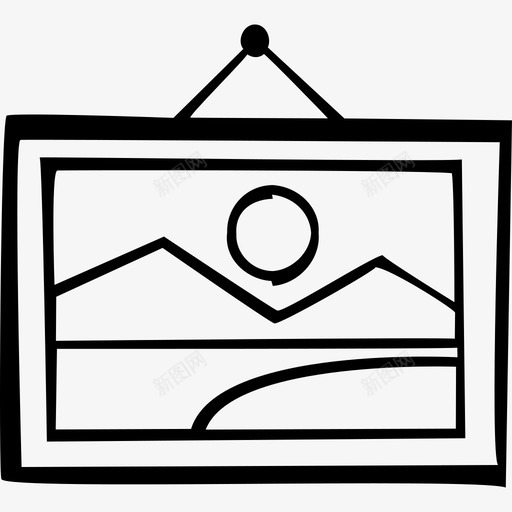 相框木板风景画图标svg_新图网 https://ixintu.com 手绘v2 木板 相框 风景画