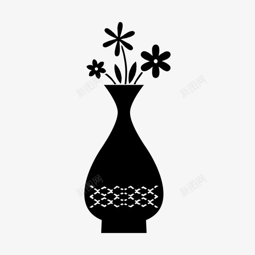 花瓶装饰品花图标svg_新图网 https://ixintu.com 器皿 花 花园 花瓶 装饰品 陶器