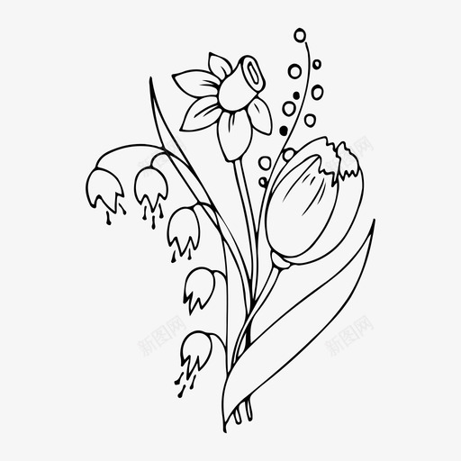 花束礼物自然图标svg_新图网 https://ixintu.com 手绘 植物 礼物 自然 花束