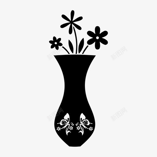 花瓶装饰品花图标svg_新图网 https://ixintu.com 器皿 花 花园 花瓶 装饰品 陶器