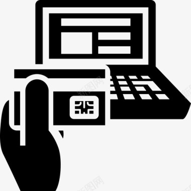 笔记本电脑电子商务卡信用卡图标图标