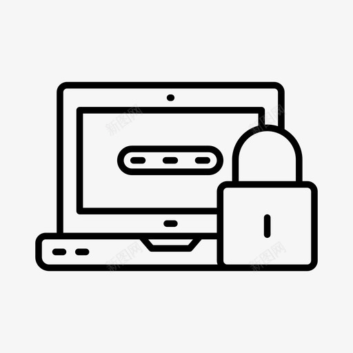 锁设备笔记本电脑图标svg_新图网 https://ixintu.com 保护 安全 笔记本电脑 网络 设备 锁