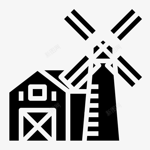 风车农场建筑图标svg_新图网 https://ixintu.com 农场 建筑 风车