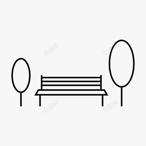 长凳椅子公园图标svg_新图网 https://ixintu.com 公园 学校 树 椅子 长凳