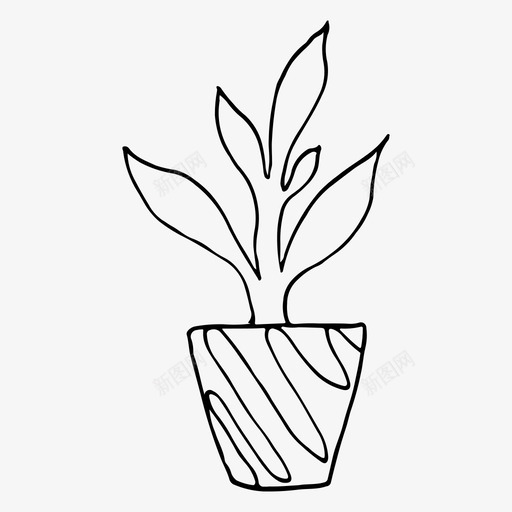 植物盆栽涂鸦室内植物图标svg_新图网 https://ixintu.com 室内植物 手绘 植物盆栽 涂鸦 自然