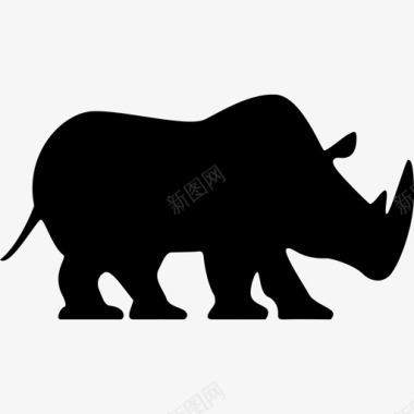 犀牛面朝右动物动物的轮廓图标图标