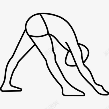 男人伸展腿和腰运动瑜伽和普拉提图标图标