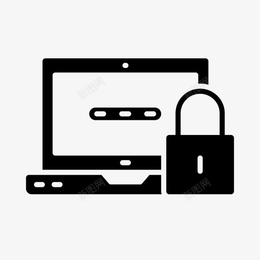 锁设备笔记本电脑图标svg_新图网 https://ixintu.com 保护 安全 笔记本电脑 网络 设备 锁