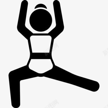 女人伸腿手臂抬起运动图标图标