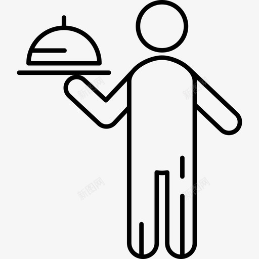 服务员带餐盘行为图标svg_新图网 https://ixintu.com 带餐盘 服务员 行为 超薄