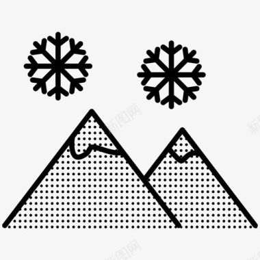 阿尔卑斯山群山冬天星罗棋布图标图标