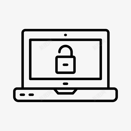 解锁笔记本电脑打开图标svg_新图网 https://ixintu.com 公共 安全 打开 挂锁 笔记本电脑 解锁