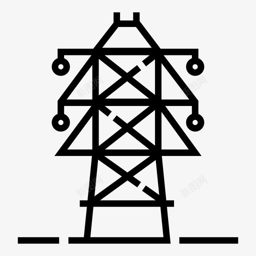 电塔电杆电力图标svg_新图网 https://ixintu.com 城乡城市景观 电力 电压 电塔 电杆