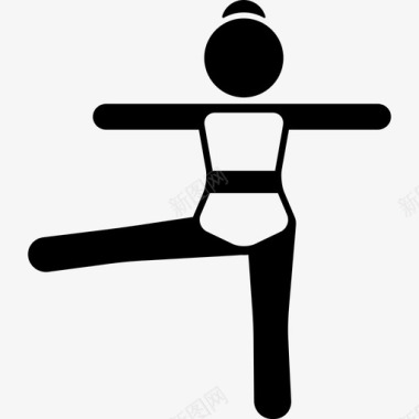 女孩伸展手臂和腿运动瑜伽图标图标