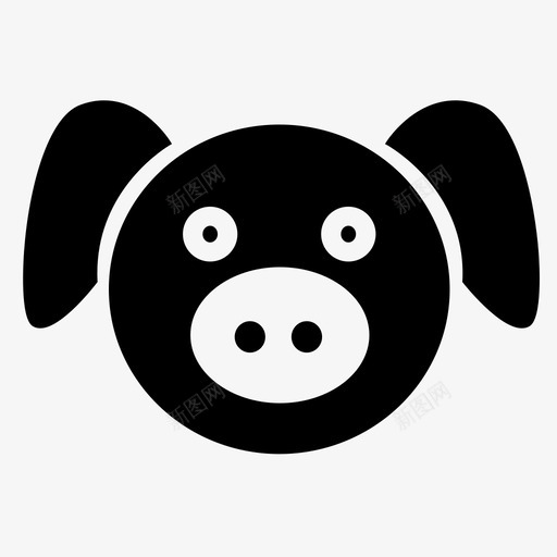 猪动物农场图标svg_新图网 https://ixintu.com 农场 动物 单色动物脸 猪 肉