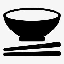 简洁碗餐饮标识碗亚洲食品筷子图标高清图片