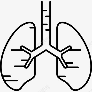 人肺人体部分黑色图标图标