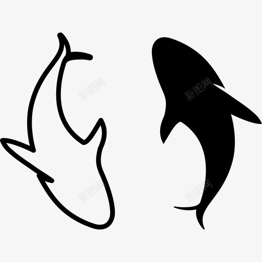 两只海豚动物佛教图标svg_新图网 https://ixintu.com 两只海豚 佛教 动物