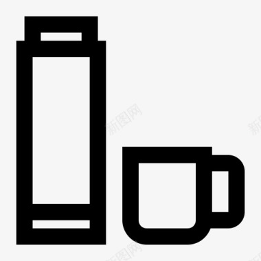 保温瓶野营咖啡图标图标