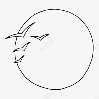太阳小鸟涂鸦图标图标