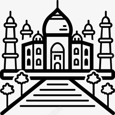 泰姬陵印度地标图标图标