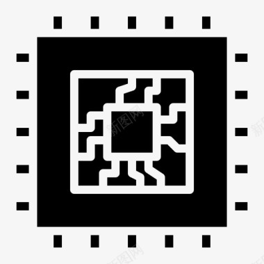 微芯片硬件工业固体图标图标