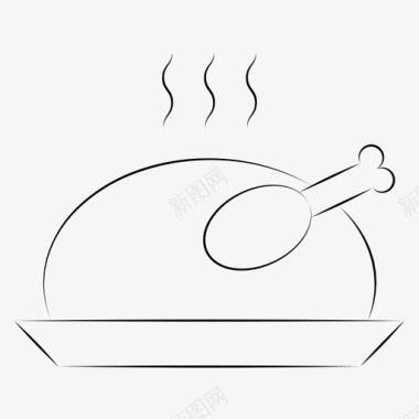 烤鸡热的晚餐图标图标