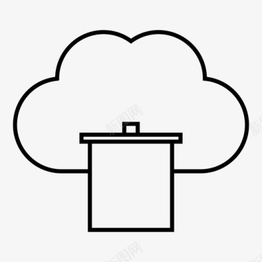 垃圾桶云连接图标图标