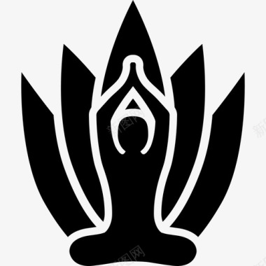 瑜伽姿势与莲花背景运动佛教图标图标