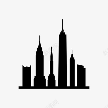 纽约天际线建筑摩天大楼图标图标